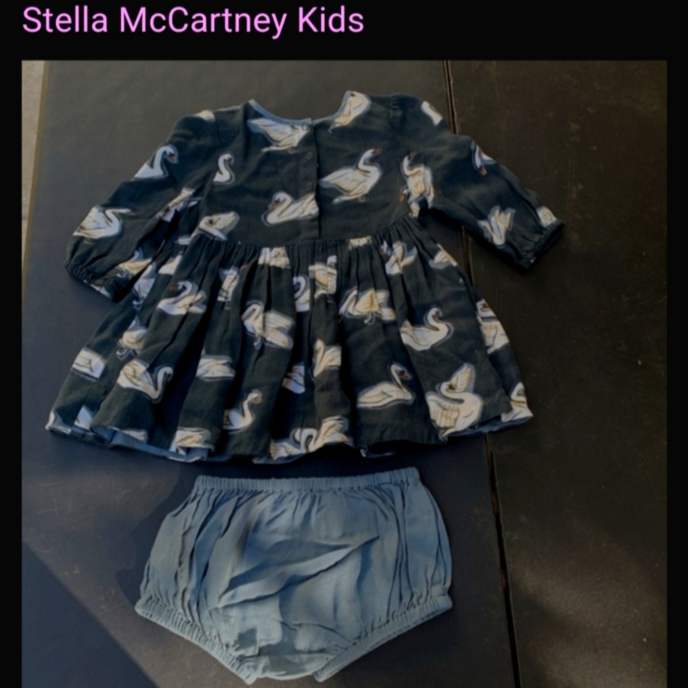 Stella McCartney Kids Swans Dress With Bloomers Size 6M